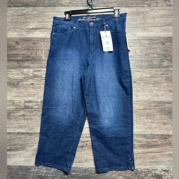 Gloria Vanderbilt Capri Amanda Jeans Dark Blue Wash Built in Slimming Panel 10 - Picture 1 of 8